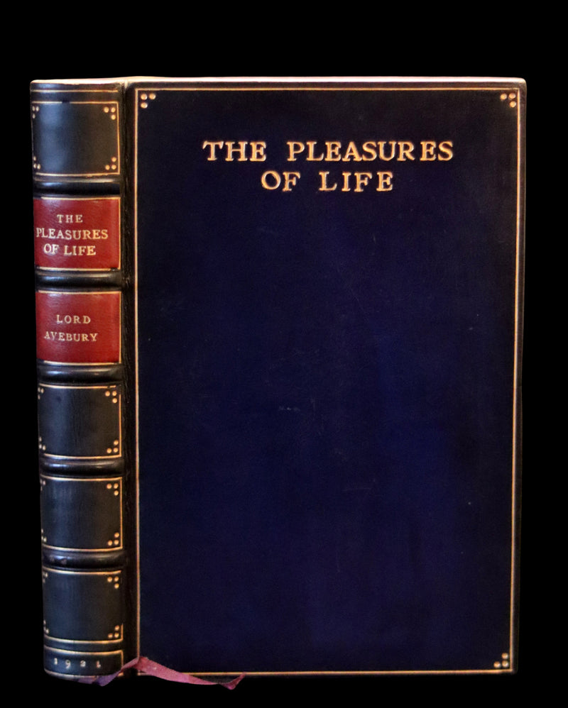 1921 Rare Book - The PLEASURES OF LIFE by John Lubbock, 1st Baron Avebury & bound by Sangorski & Sutcliffe.