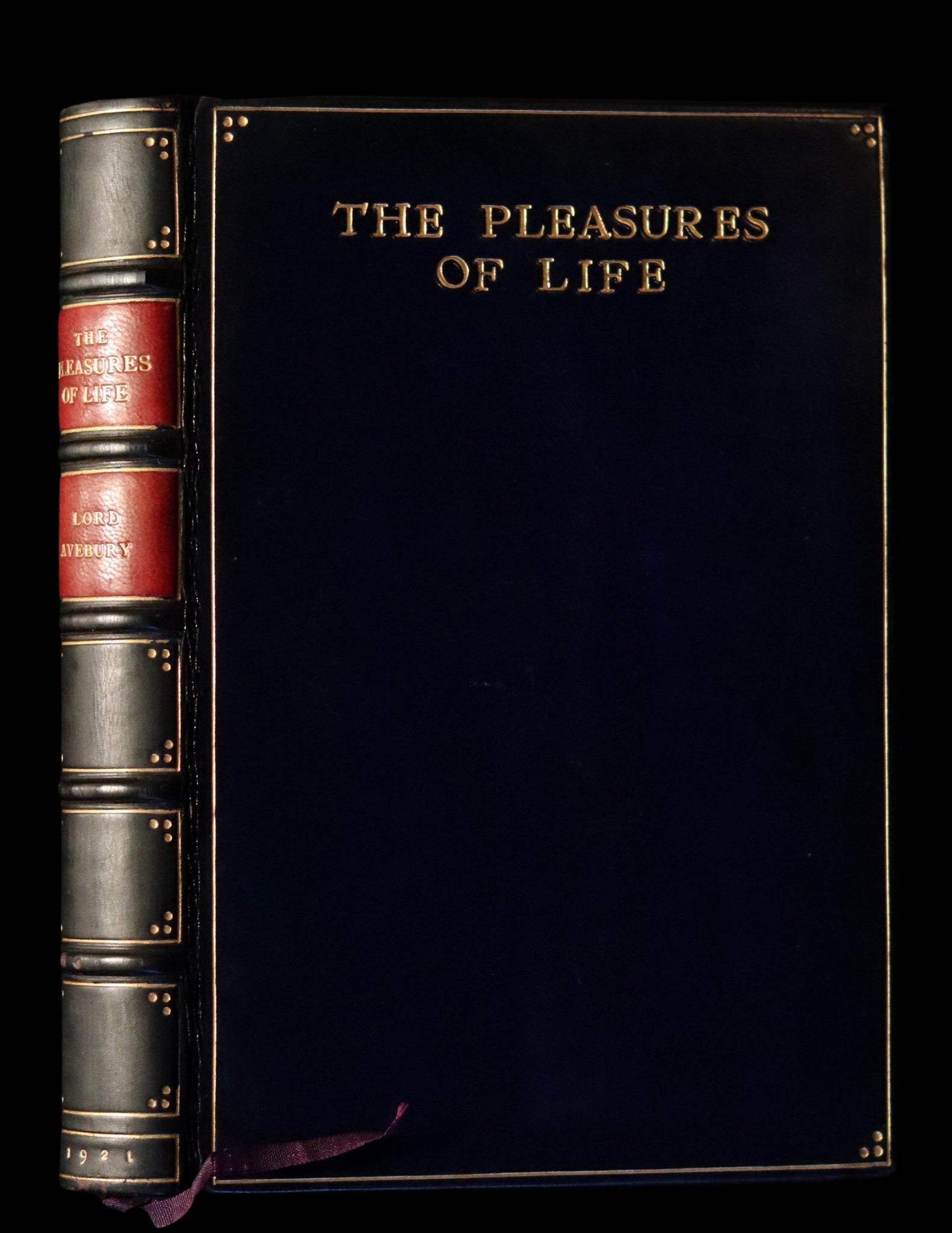 1921 Rare Book - The PLEASURES OF LIFE by John Lubbock, 1st Baron Avebury & bound by Sangorski & Sutcliffe.