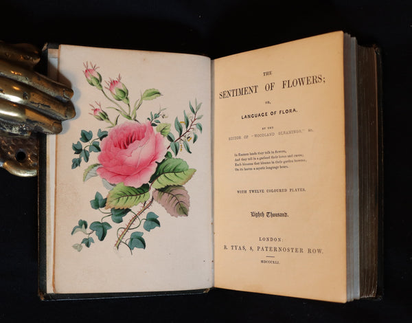 1841 Rare Floriography Book ~ Sentiment of Flowers or Language of Flora with coloured plates.