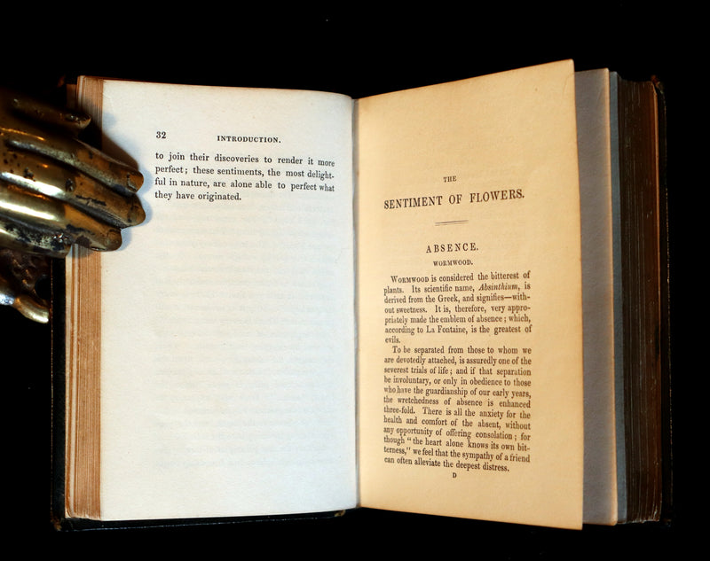 1841 Rare Floriography Book ~ Sentiment of Flowers or Language of Flora with coloured plates.