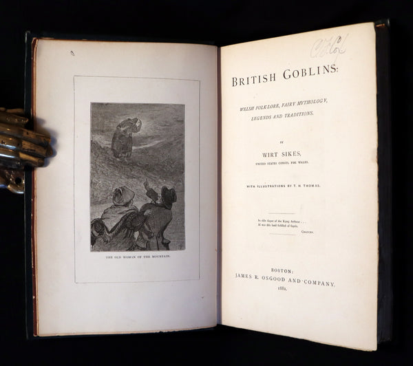 1881 Rare First US Edition - BRITISH GOBLINS : Welsh Folk-lore, Fairy Mythology, Legends & Traditions.