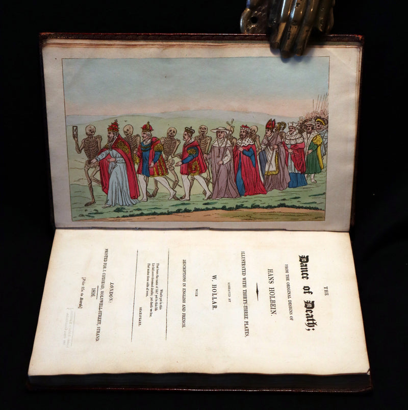 1816 Rare Book -The DANCE of DEATH - Danse Macabre by Hans Holbein, Color illustrated.