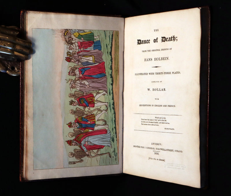 1816 Rare Book -The DANCE of DEATH - Danse Macabre by Hans Holbein, Color illustrated.