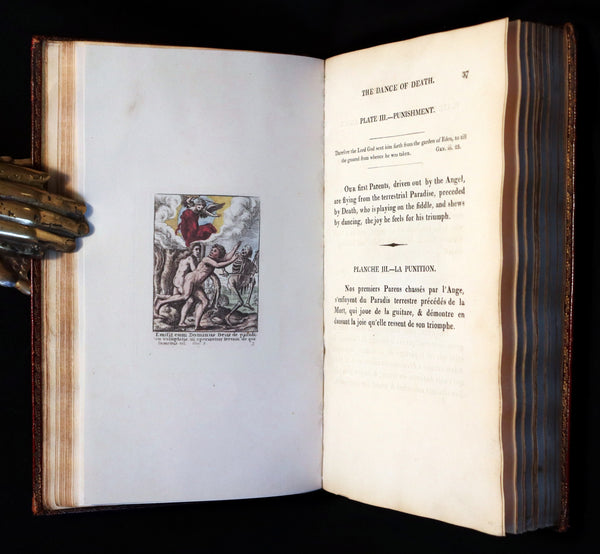 1816 Rare Book -The DANCE of DEATH - Danse Macabre by Hans Holbein, Color illustrated.