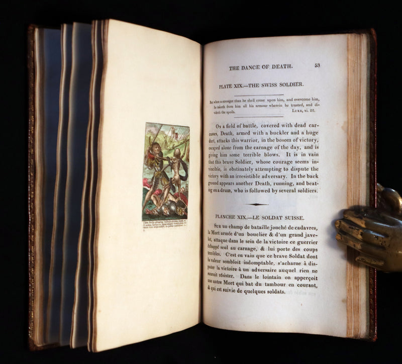 1816 Rare Book -The DANCE of DEATH - Danse Macabre by Hans Holbein, Color illustrated.