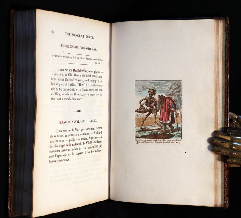 1816 Rare Book -The DANCE of DEATH - Danse Macabre by Hans Holbein, Color illustrated.