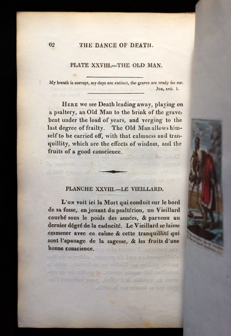 1816 Rare Book -The DANCE of DEATH - Danse Macabre by Hans Holbein, Color illustrated.