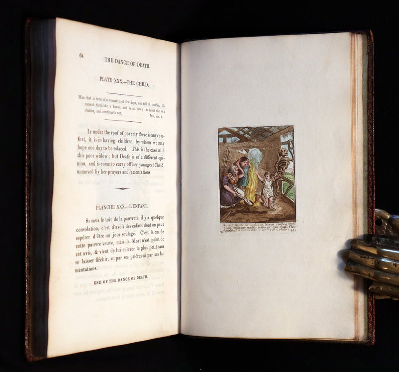 1816 Rare Book -The DANCE of DEATH - Danse Macabre by Hans Holbein, Color illustrated.