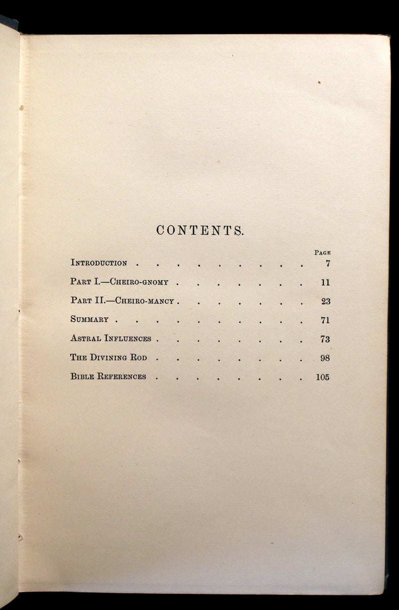 1890 Scarce 1stED Book - PALMISTRY and Its Practical Uses. Astral Influences & the Use of the Divining Rod.