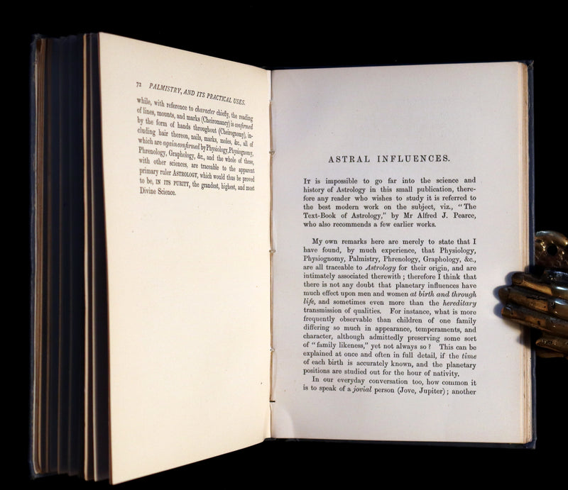 1890 Scarce 1stED Book - PALMISTRY and Its Practical Uses. Astral Influences & the Use of the Divining Rod.