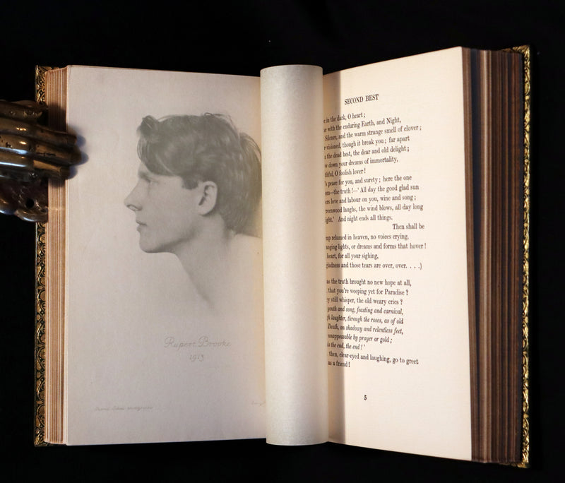 1930 Nice RIVIERE Binding - The Collected Poems of Rupert Brooke. With a Memoir.