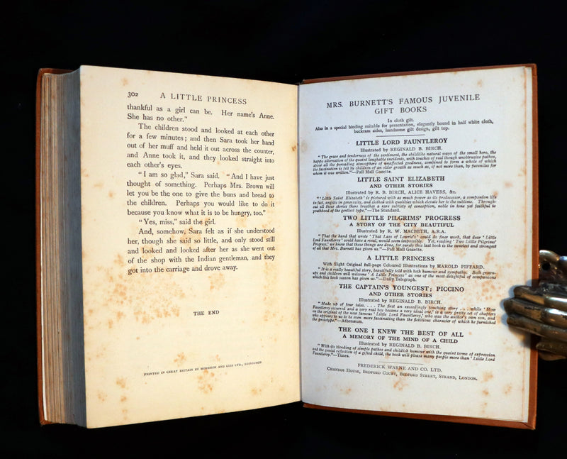 1905 Scarce Book - A LITTLE PRINCESS by Frances Hodgson Burnett illustrated by Harold Piffard.