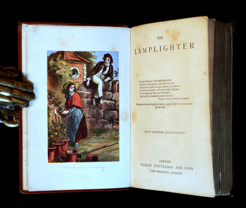 1875 Rare Book - The LAMPLIGHTER by Maria Susanna Cummins. Illustrated in color.