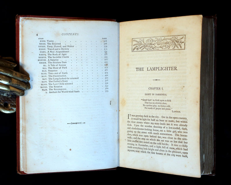 1875 Rare Book - The LAMPLIGHTER by Maria Susanna Cummins. Illustrated in color.