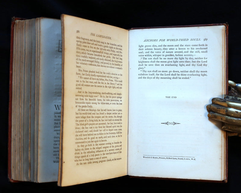 1875 Rare Book - The LAMPLIGHTER by Maria Susanna Cummins. Illustrated in color.