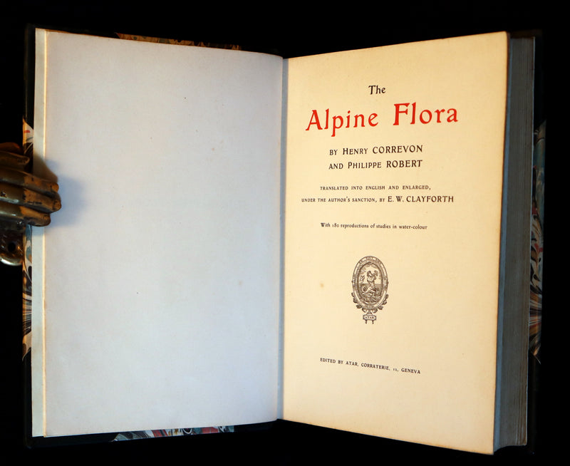 1911 Rare Book - The ALPINE FLORA (Flowers) by Henry Correvon illustrated in water-colour.