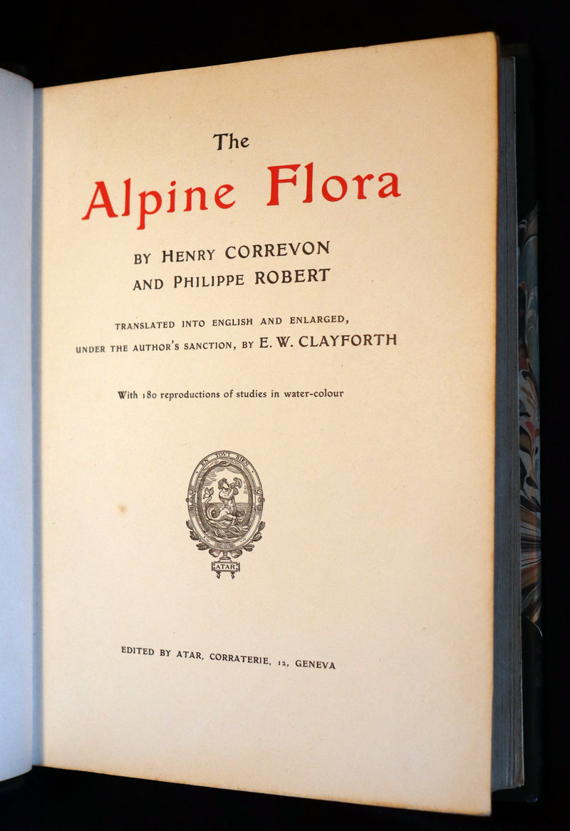 1911 Rare Book - The ALPINE FLORA (Flowers) by Henry Correvon illustrated in water-colour.