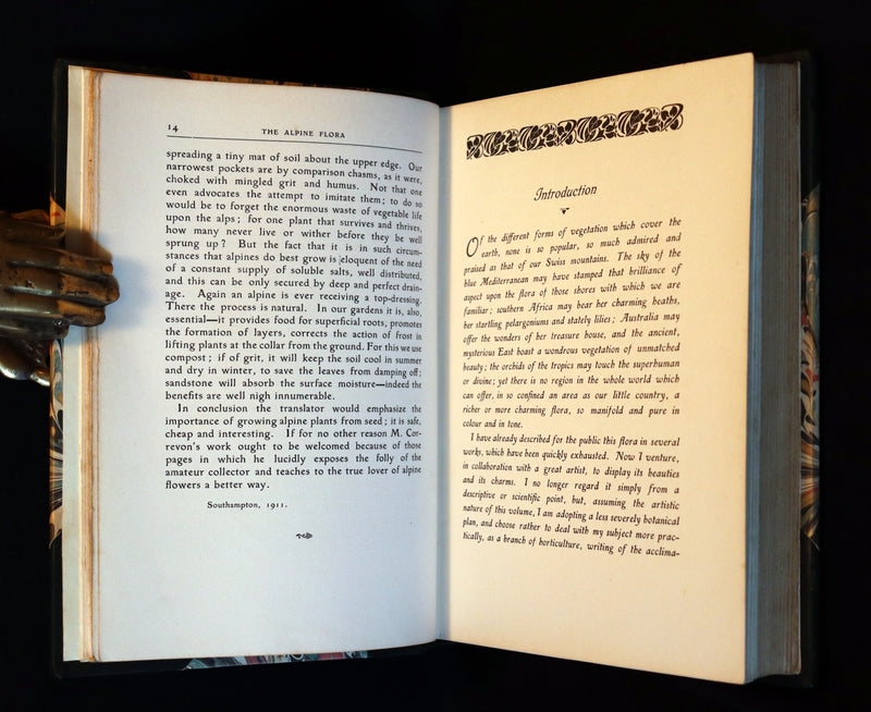 1911 Rare Book - The ALPINE FLORA (Flowers) by Henry Correvon illustrated in water-colour.