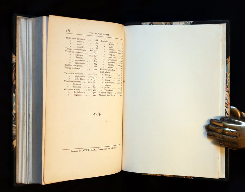 1911 Rare Book - The ALPINE FLORA (Flowers) by Henry Correvon illustrated in water-colour.