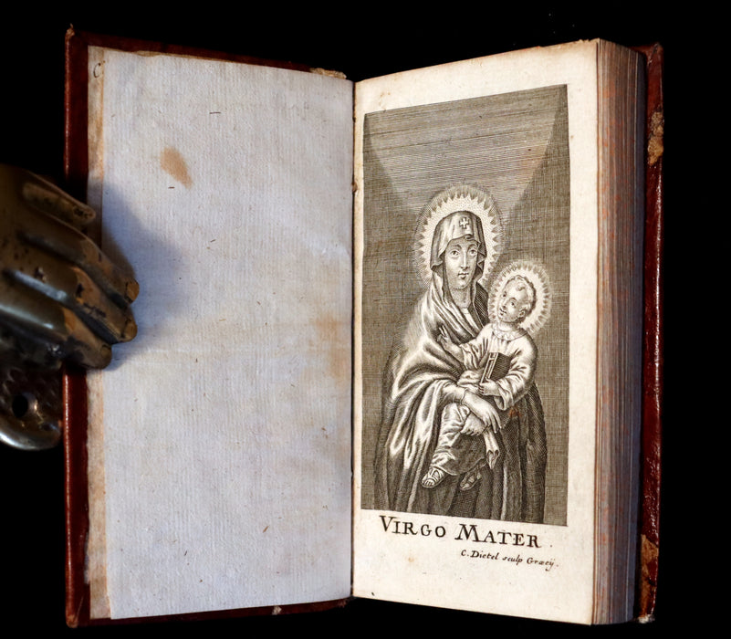 1728 Scarce Latin Book - The Sacred Heart of Blessed Virgin Mary or the sum of the Sanctity by Giovanni Pietro Pinamonti.