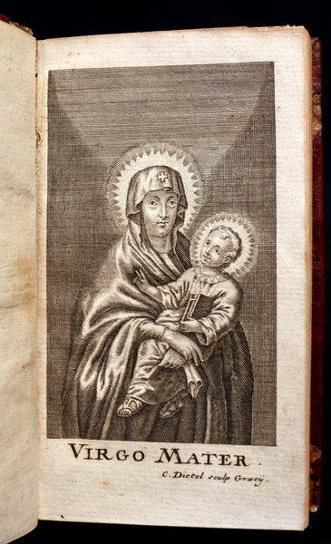 1728 Scarce Latin Book - The Sacred Heart of Blessed Virgin Mary or the sum of the Sanctity by Giovanni Pietro Pinamonti.