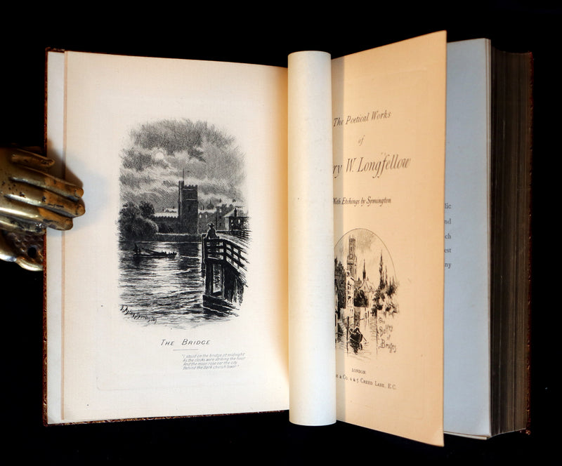 1890 Scarce Book bound by Ramage - The Poetical Works of Henry Wadsworth Longfellow Illustrated by Symington.