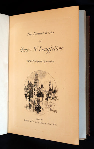 1890 Scarce Book bound by Ramage - The Poetical Works of Henry Wadsworth Longfellow Illustrated by Symington.