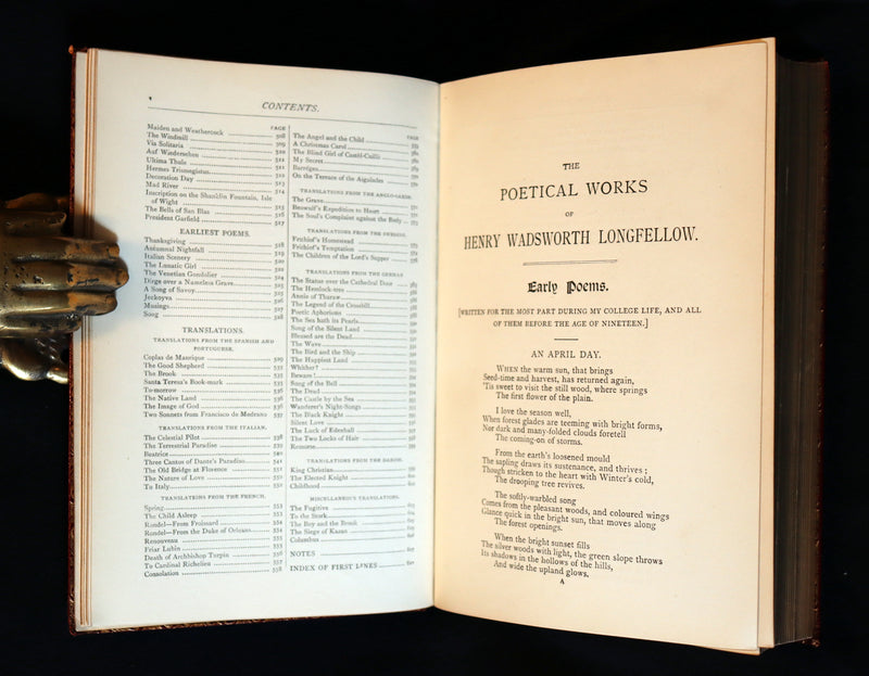 1890 Scarce Book bound by Ramage - The Poetical Works of Henry Wadsworth Longfellow Illustrated by Symington.