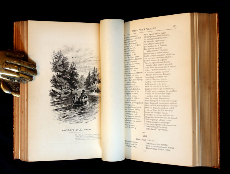 1890 Scarce Book bound by Ramage - The Poetical Works of Henry Wadsworth Longfellow Illustrated by Symington.