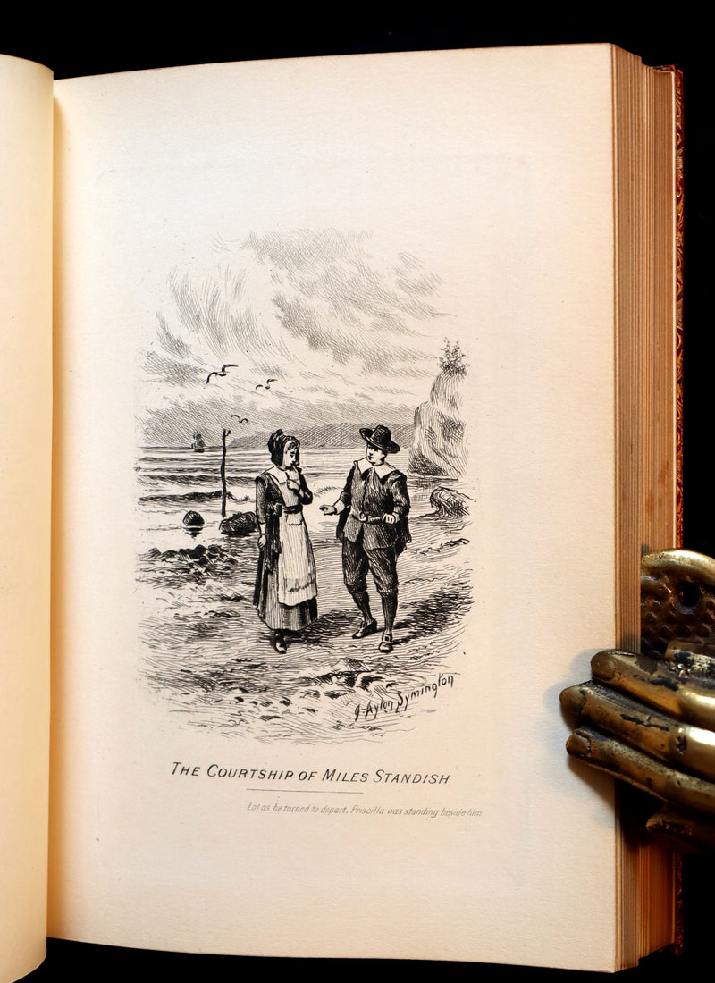 1890 Scarce Book bound by Ramage - The Poetical Works of Henry Wadsworth Longfellow Illustrated by Symington.