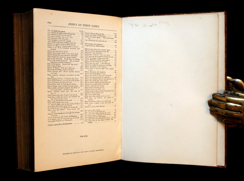 1890 Scarce Book bound by Ramage - The Poetical Works of Henry Wadsworth Longfellow Illustrated by Symington.