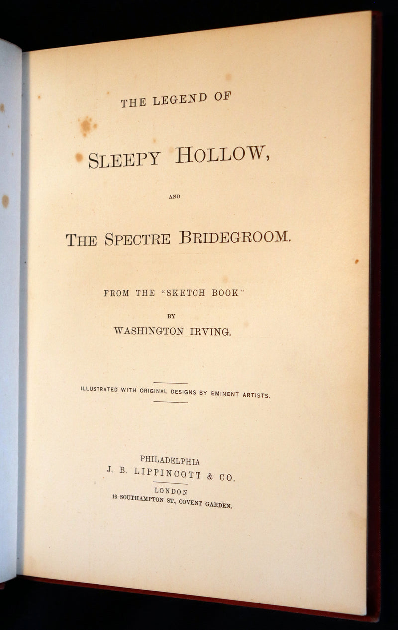 1875 Scarce Book - The Legend of Sleepy Hollow, and The Spectre Bridegroom by Washington Irving.