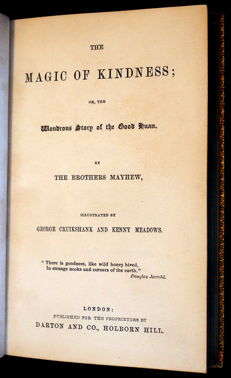 1849 Scarce 1stED - bound by Riviere - THE MAGIC OF KINDNESS illustrated by Cruikshank.