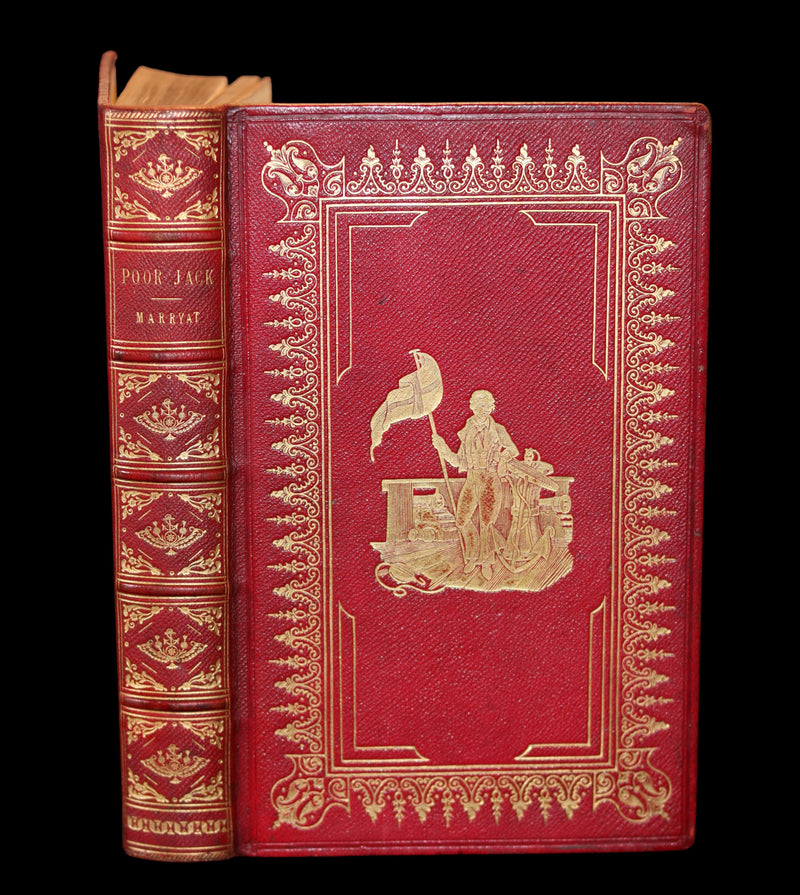 1846 Rare Book in Naval Binding - POOR JACK by Captain Marryat Illustrated by Clarkson Stanfield.