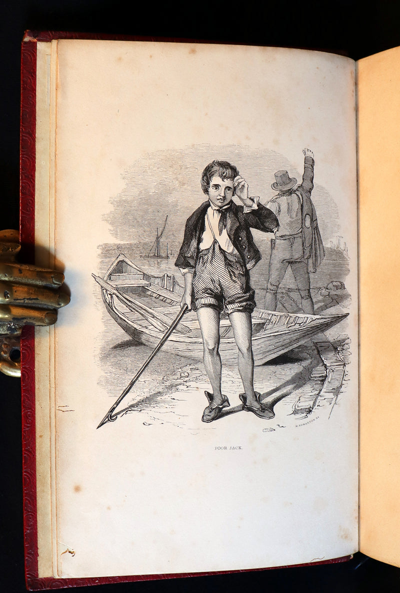 1846 Rare Book in Naval Binding - POOR JACK by Captain Marryat Illustrated by Clarkson Stanfield.