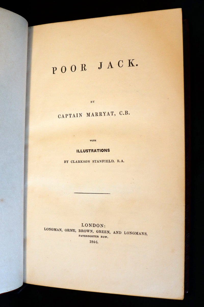 1846 Rare Book in Naval Binding - POOR JACK by Captain Marryat Illustrated by Clarkson Stanfield.