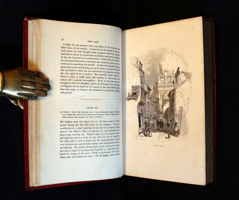 1846 Rare Book in Naval Binding - POOR JACK by Captain Marryat Illustrated by Clarkson Stanfield.