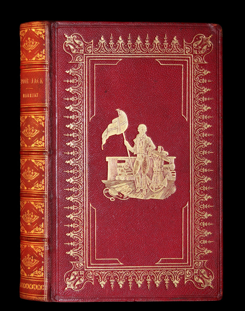 1846 Rare Book in Naval Binding - POOR JACK by Captain Marryat Illustrated by Clarkson Stanfield.