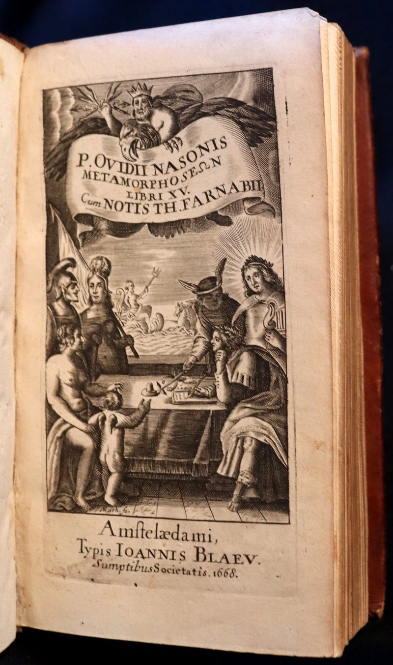 1668 Rare Latin Book - OVID's Metamorphoses - Metamorphoseon libri XV cum notis Farnabii.