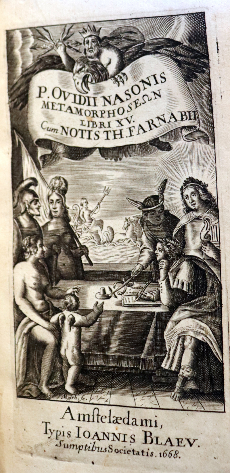 1668 Rare Latin Book - OVID's Metamorphoses - Metamorphoseon libri XV cum notis Farnabii.