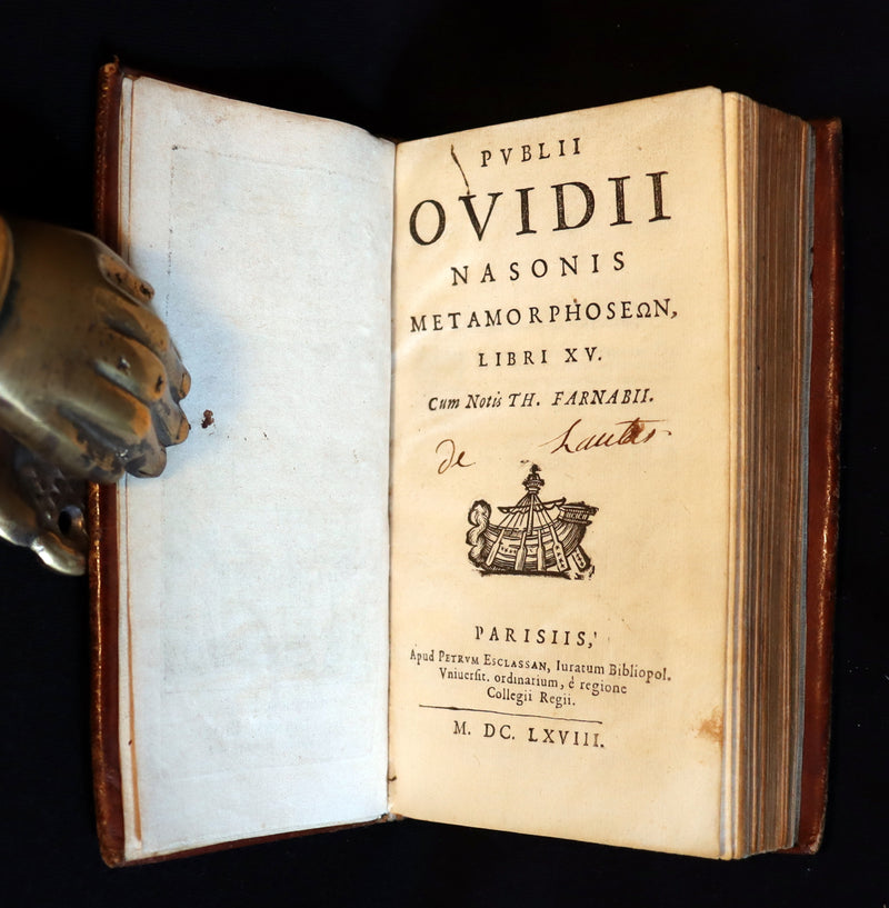 1668 Rare Latin Book - OVID's Metamorphoses - Metamorphoseon libri XV cum notis Farnabii.
