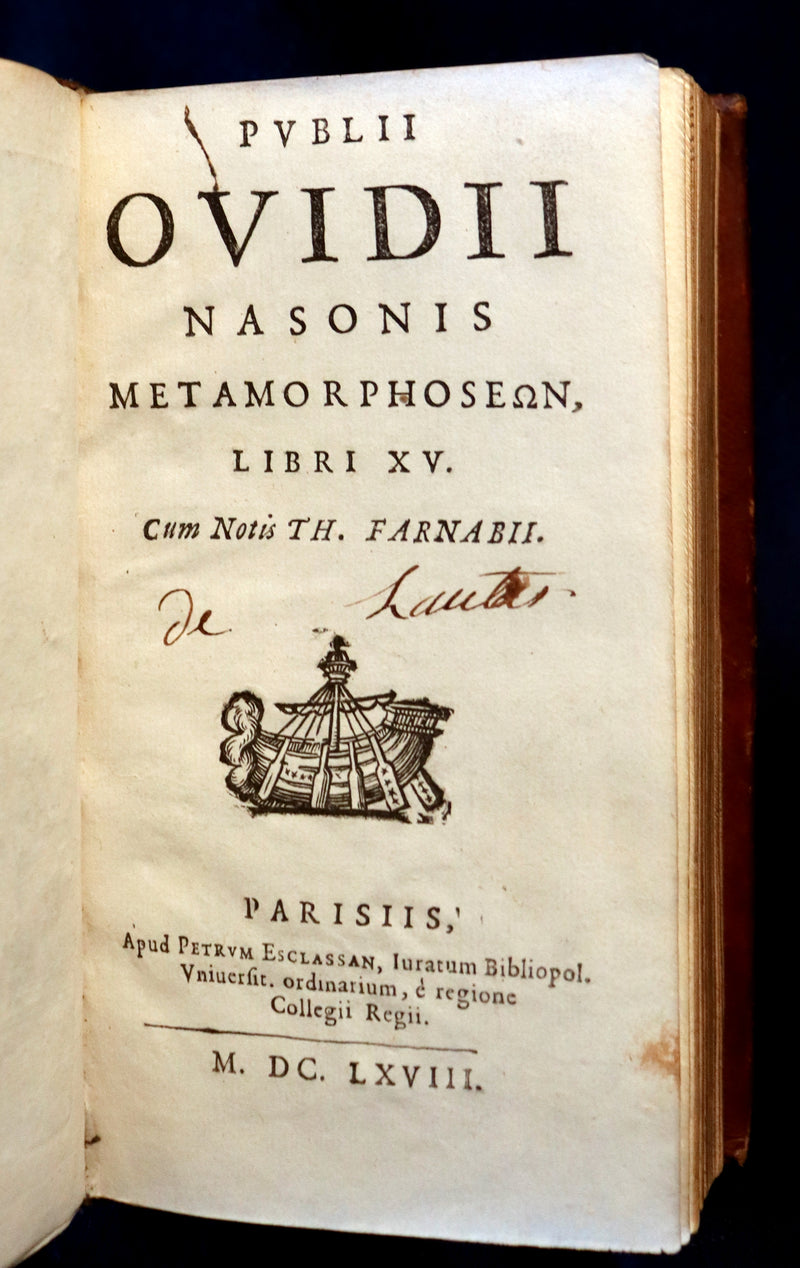 1668 Rare Latin Book - OVID's Metamorphoses - Metamorphoseon libri XV cum notis Farnabii.