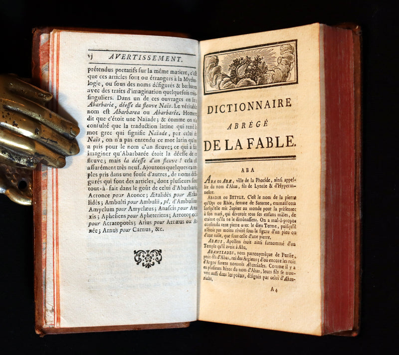 1784 Rare French Book -  Dictionary of FABLE and Mythology - Dictionnaire de la Fable by Chompre.