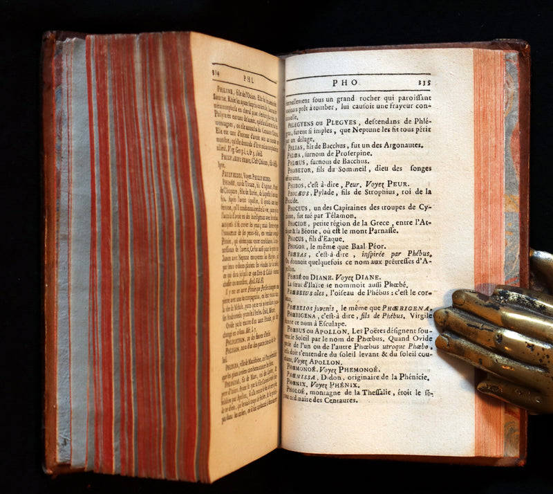 1784 Rare French Book -  Dictionary of FABLE and Mythology - Dictionnaire de la Fable by Chompre.