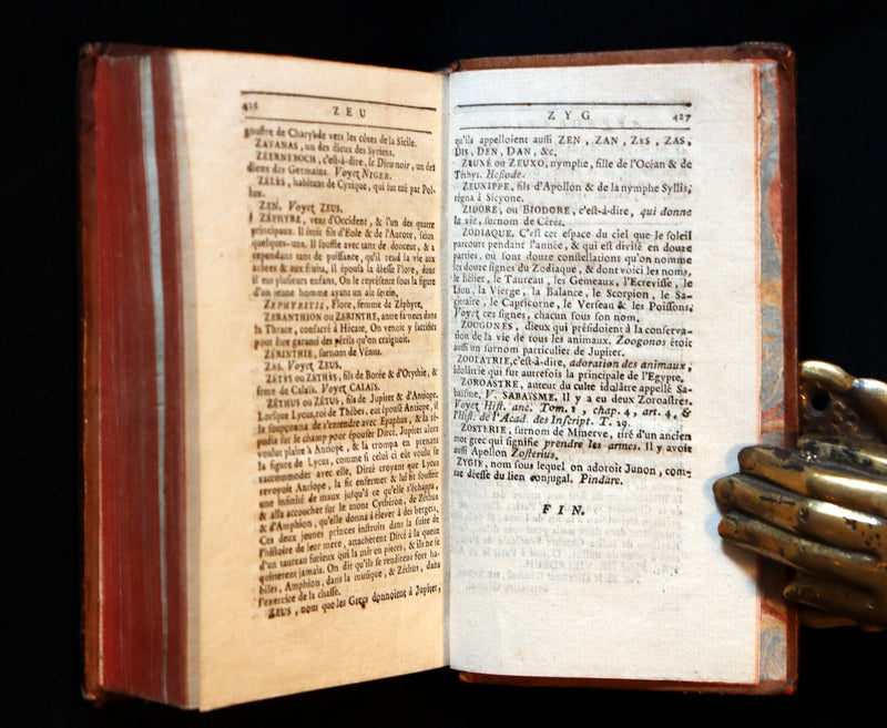 1784 Rare French Book -  Dictionary of FABLE and Mythology - Dictionnaire de la Fable by Chompre.