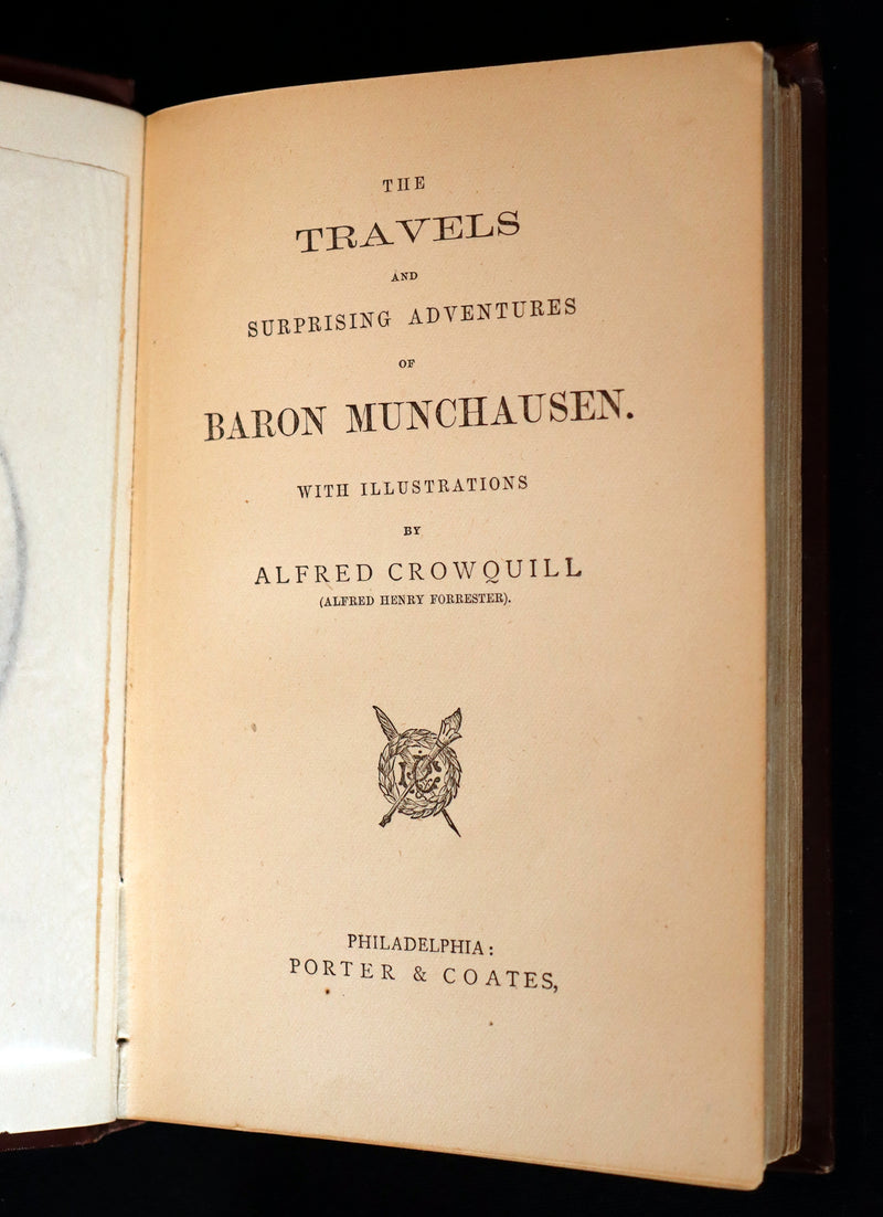 1880 Rare Book - The Travels and Surprising Adventures of Baron MUNCHAUSEN Illustrated by Crowquill.