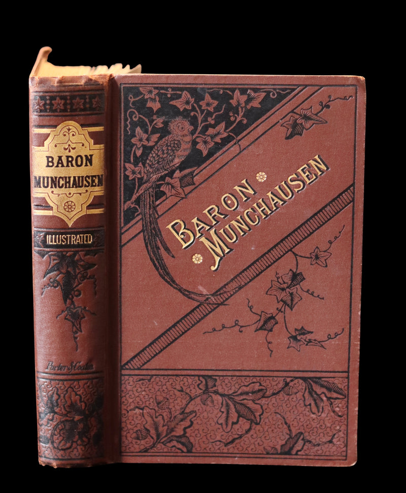 1880 Rare Book - The Travels and Surprising Adventures of Baron MUNCHAUSEN Illustrated by Crowquill.