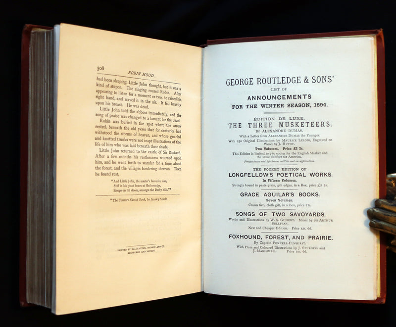 1895 Rare Book - THE LIFE AND ADVENTURES OF ROBIN HOOD by John B. Marsh illustrated by Browne.