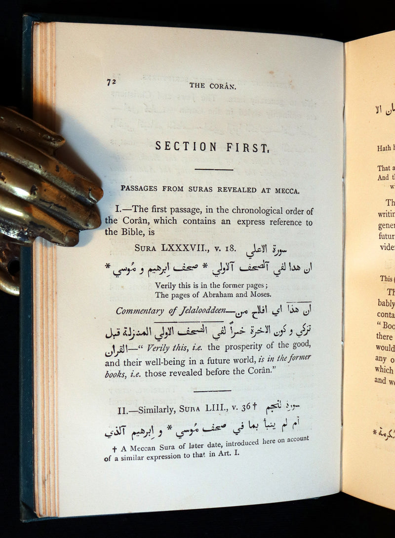 1878 Rare Book - The CORAN (Quran) - Its Composition and Teaching by Sir William Muir.