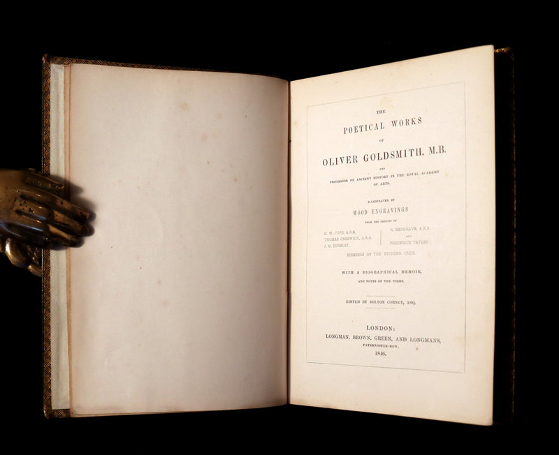 1846 Rare Book - The Poetical Works of Oliver Goldsmith illustrated. Including The Deserted Village.